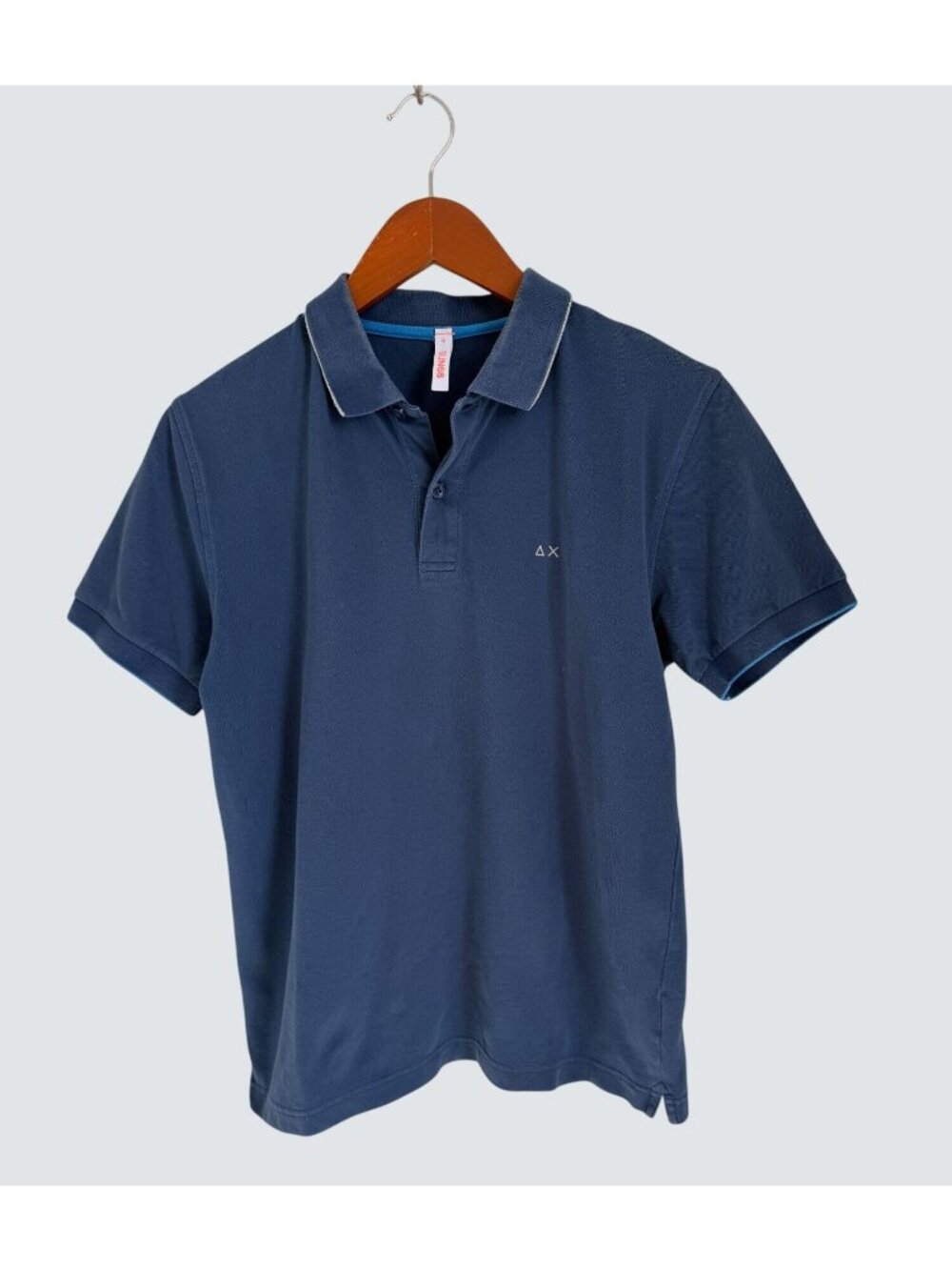 SUN68 Mens Cotton Polo Shirt Navy Blue W/ Embroidered Logo M